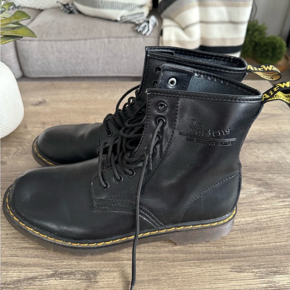 Dr. Martens Classic Black Boots with Yellow Accents
